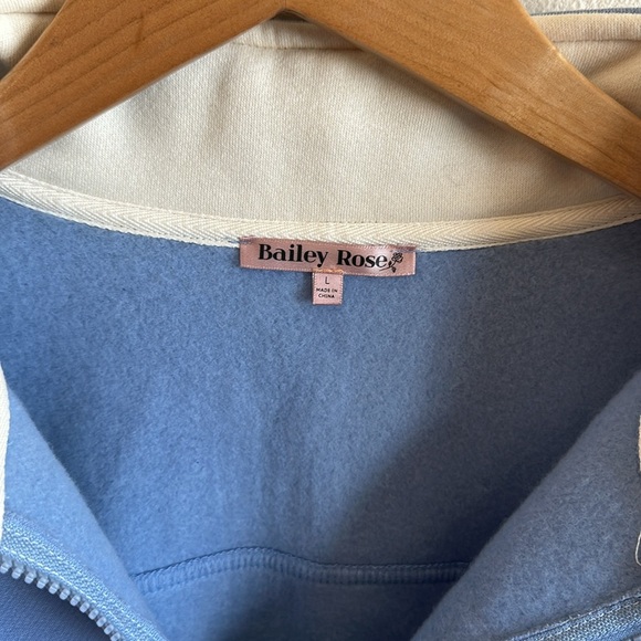 Bailey Rose Don’t Know Don’t Care Pullover Size L Powder Blue Long Sleeve - Picture 5 of 11